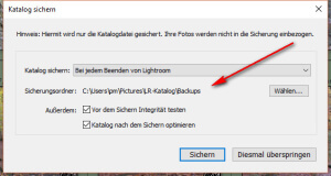 Lightroom Katalog sichern
