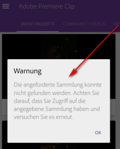 Lightroom Mobile 2.02 und neues Premiere Clip erforderlich?