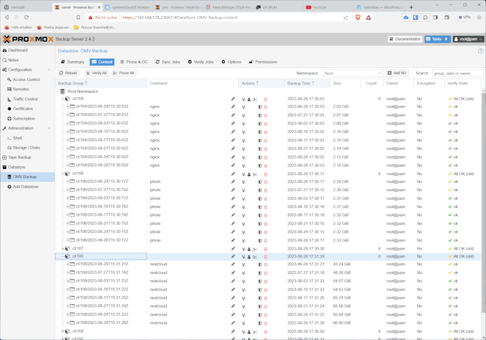 Proxmox Backup Server auf Openmediavault